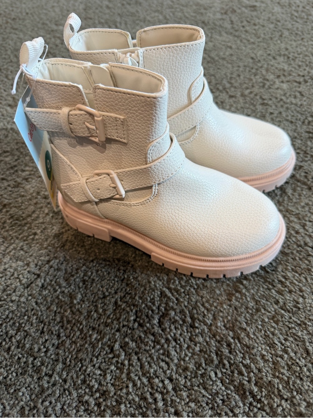 Cat & Jack White and Light Pink Girls Ankle Boots Sz 9